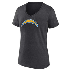 Los Angeles Chargers Women's Primary Team Logo V-Neck T-Shirt - Charcoal T-shirts