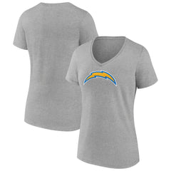 Los Angeles Chargers Women's Primary Team Logo V-Neck T-Shirt - Heather Gray T-shirts