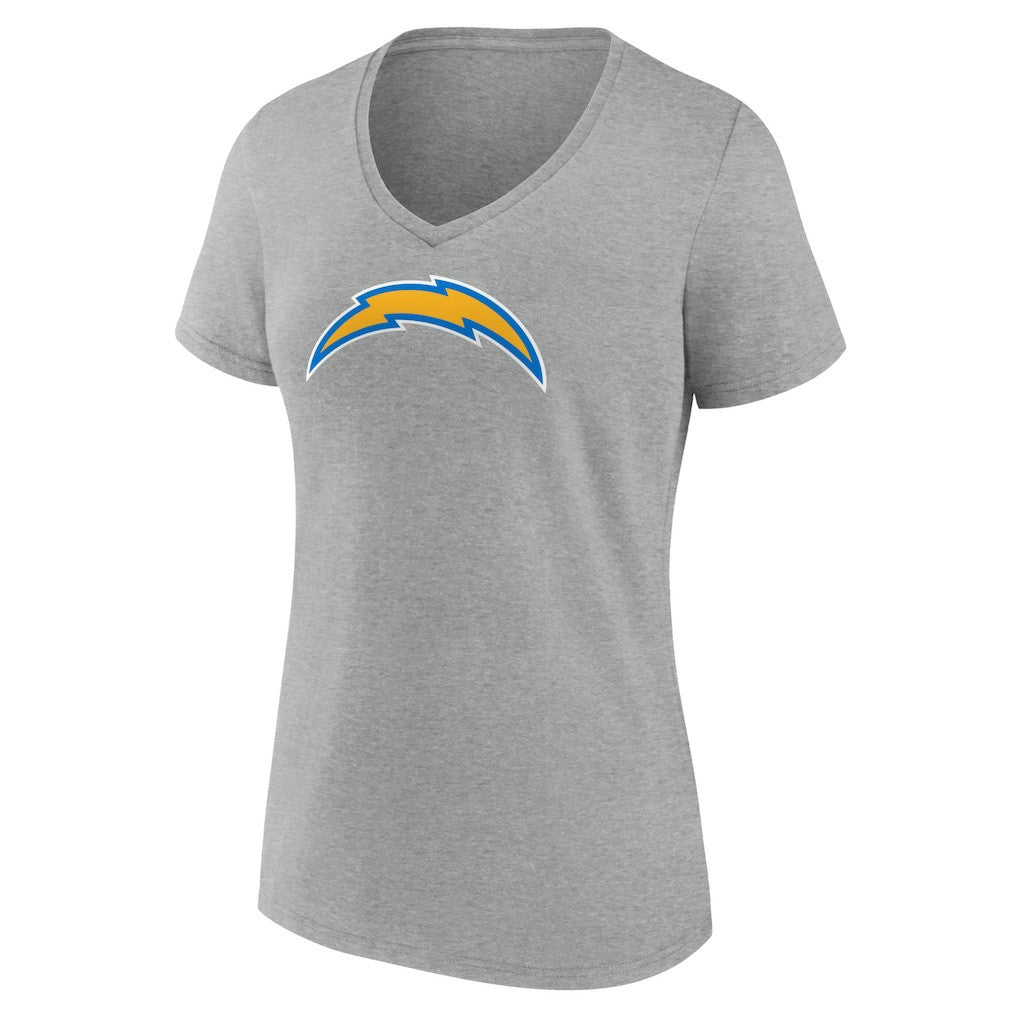 Los Angeles Chargers Women's Primary Team Logo V-Neck T-Shirt - Heather Gray T-shirts