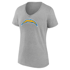 Los Angeles Chargers Women's Primary Team Logo V-Neck T-Shirt - Heather Gray T-shirts