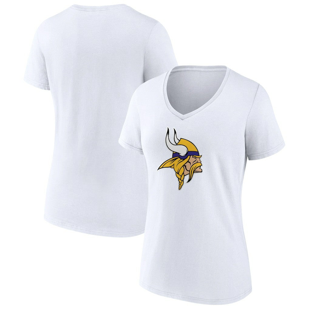 Minnesota Vikings Women's Primary Team Logo V-Neck T-Shirt - White T-shirts