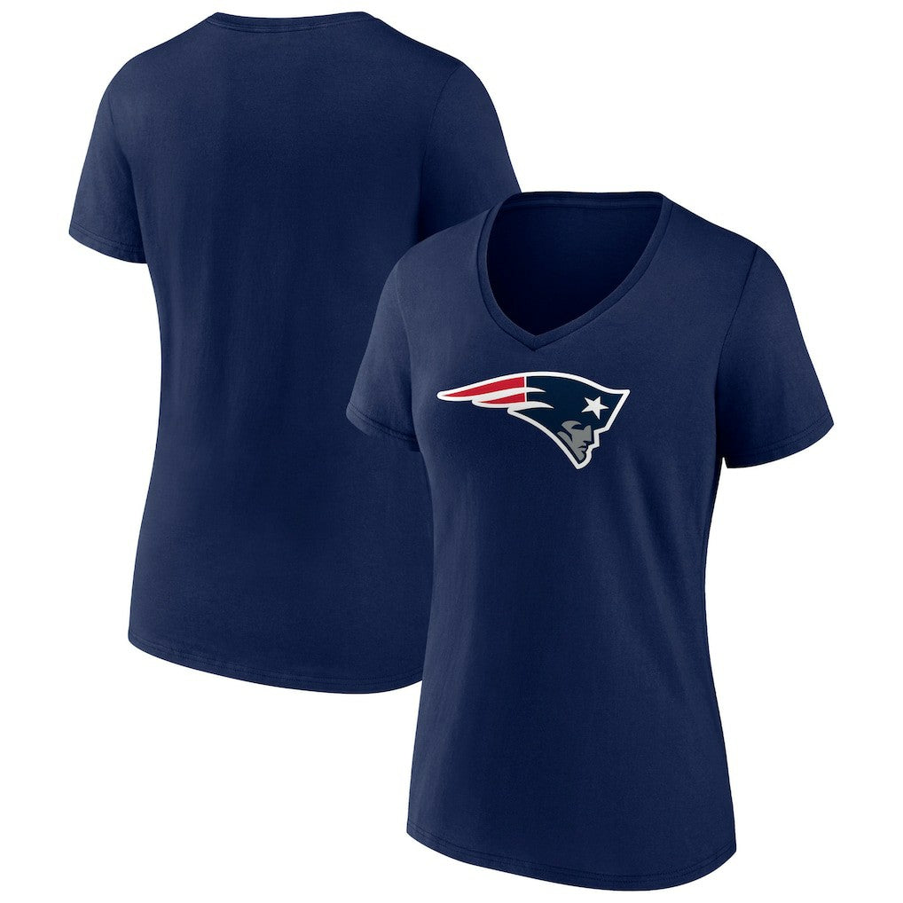 New England Patriots Women's Primary Team Logo V-Neck T-Shirt - Navy T-shirts