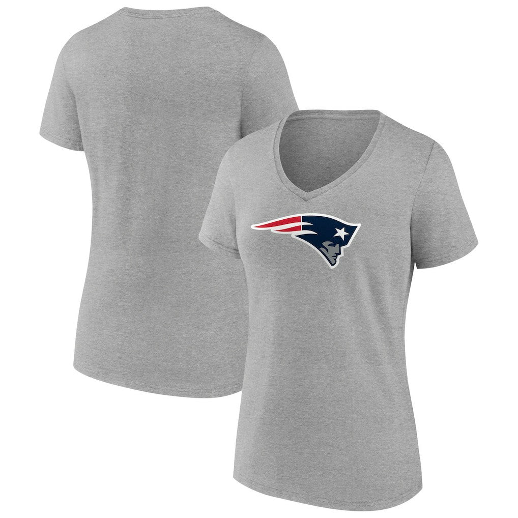 New England Patriots Women's Primary Team Logo V-Neck T-Shirt - Heather Gray T-shirts