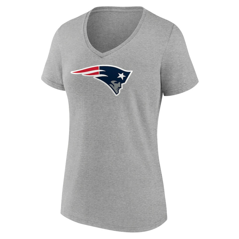 New England Patriots Women's Primary Team Logo V-Neck T-Shirt - Heather Gray T-shirts