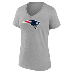 New England Patriots Women's Primary Team Logo V-Neck T-Shirt - Heather Gray T-shirts