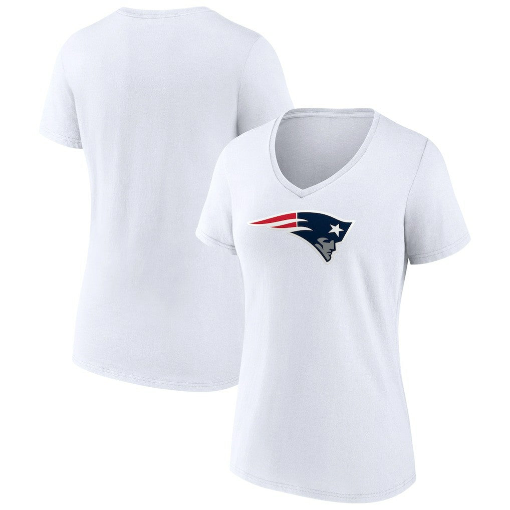 New England Patriots Women's Primary Team Logo V-Neck T-Shirt - White T-shirts