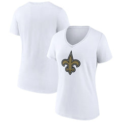 New Orleans Saints Women's Primary Team Logo V-Neck T-Shirt - White T-shirts