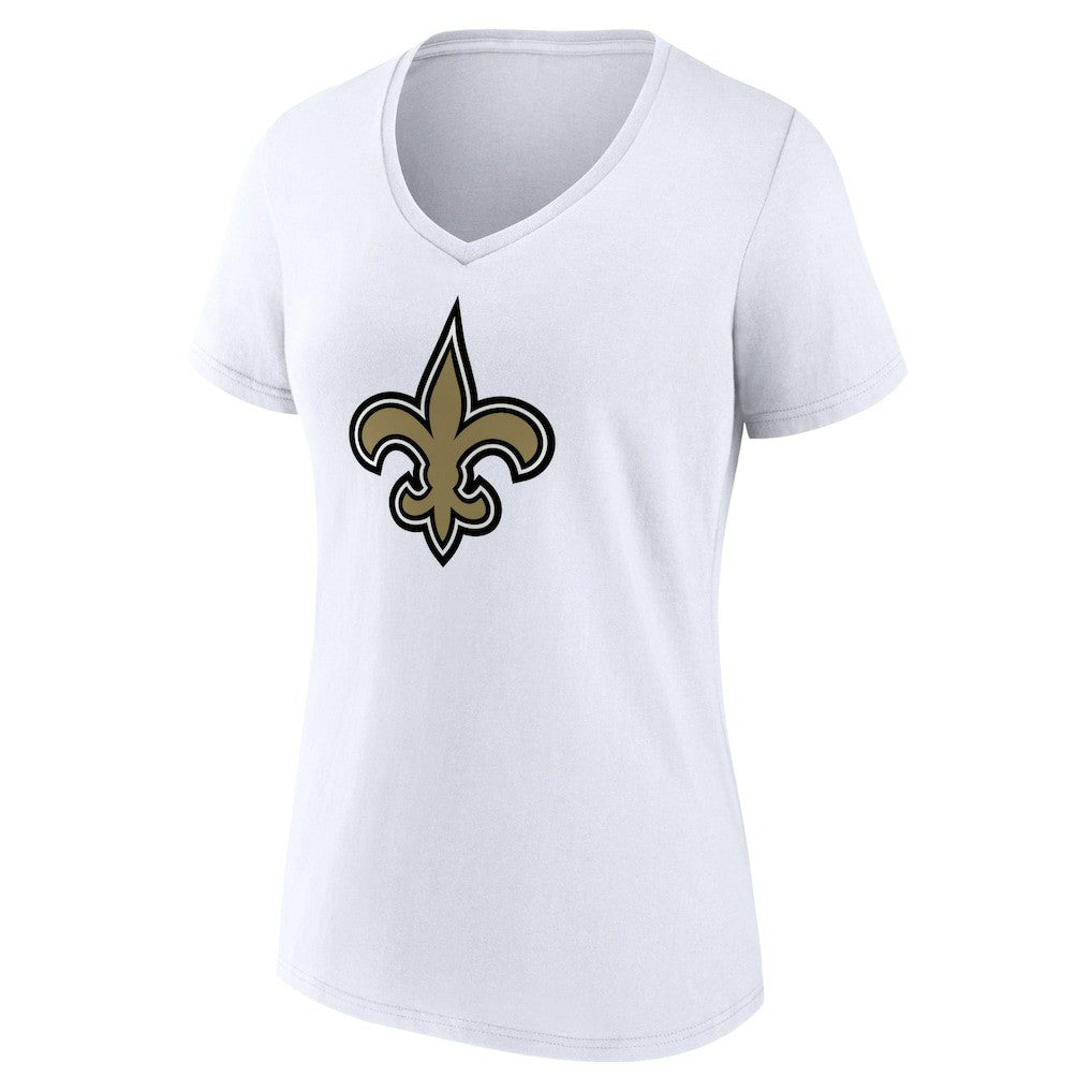 New Orleans Saints Women's Primary Team Logo V-Neck T-Shirt - White T-shirts