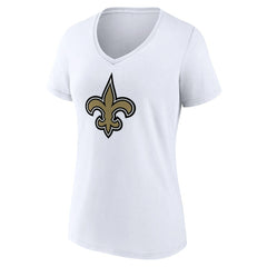 New Orleans Saints Women's Primary Team Logo V-Neck T-Shirt - White T-shirts