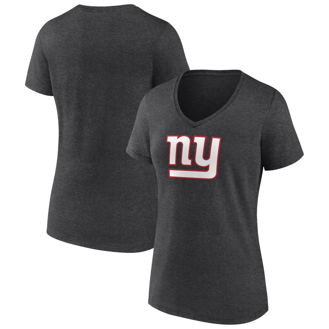New York Giants Women's Primary Team Logo V-Neck T-Shirt - Charcoal T-shirts