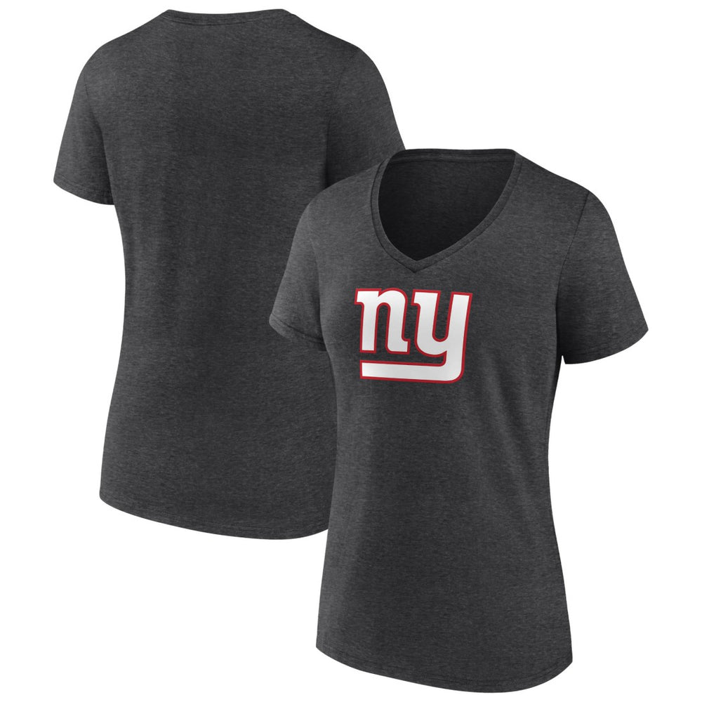 New York Giants Women's Primary Team Logo V-Neck T-Shirt - Charcoal T-shirts