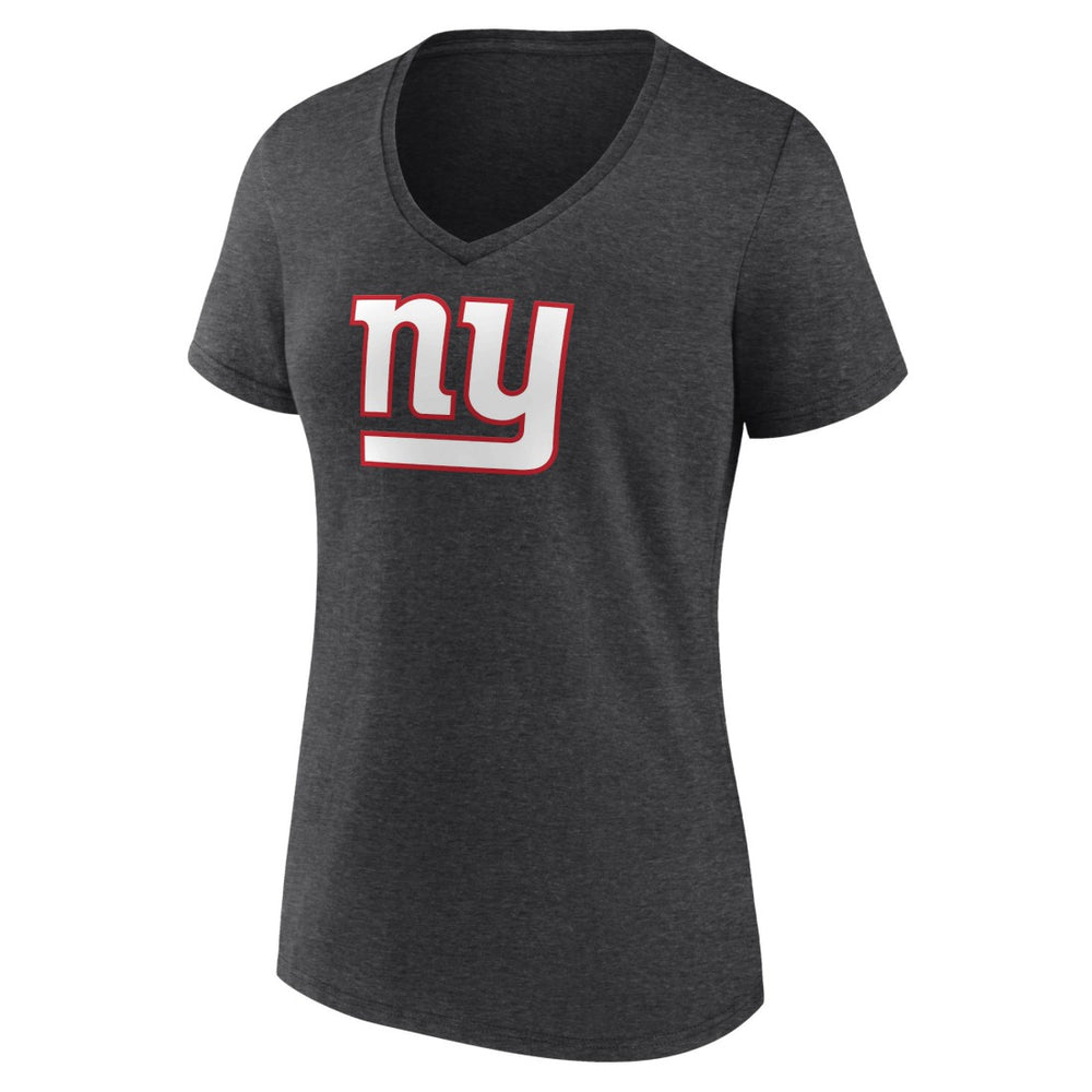 New York Giants Women's Primary Team Logo V-Neck T-Shirt - Charcoal T-shirts