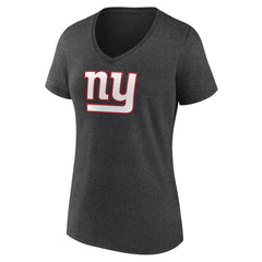 New York Giants Women's Primary Team Logo V-Neck T-Shirt - Charcoal T-shirts