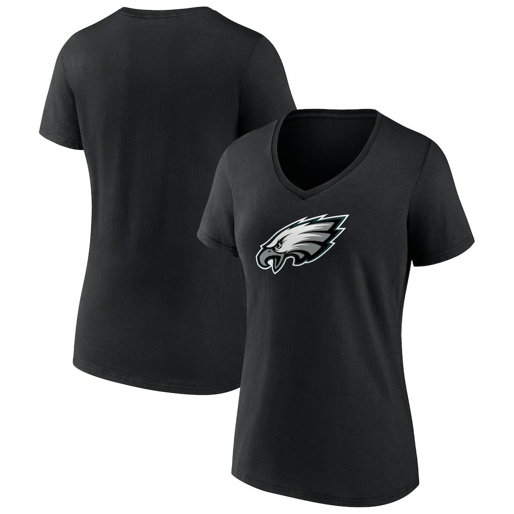 Philadelphia Eagles Women's Primary Team Logo V-Neck T-Shirt - Black T-shirts
