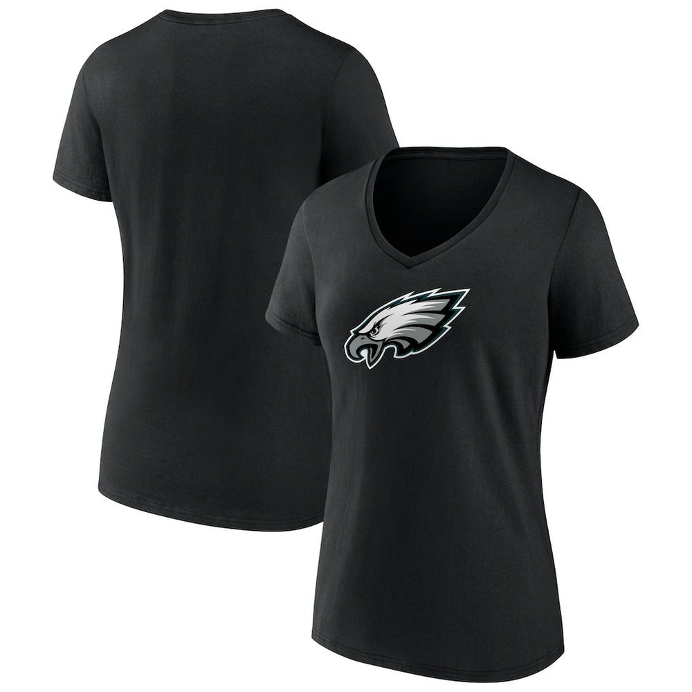 Philadelphia Eagles Women's Primary Team Logo V-Neck T-Shirt - Black T-shirts