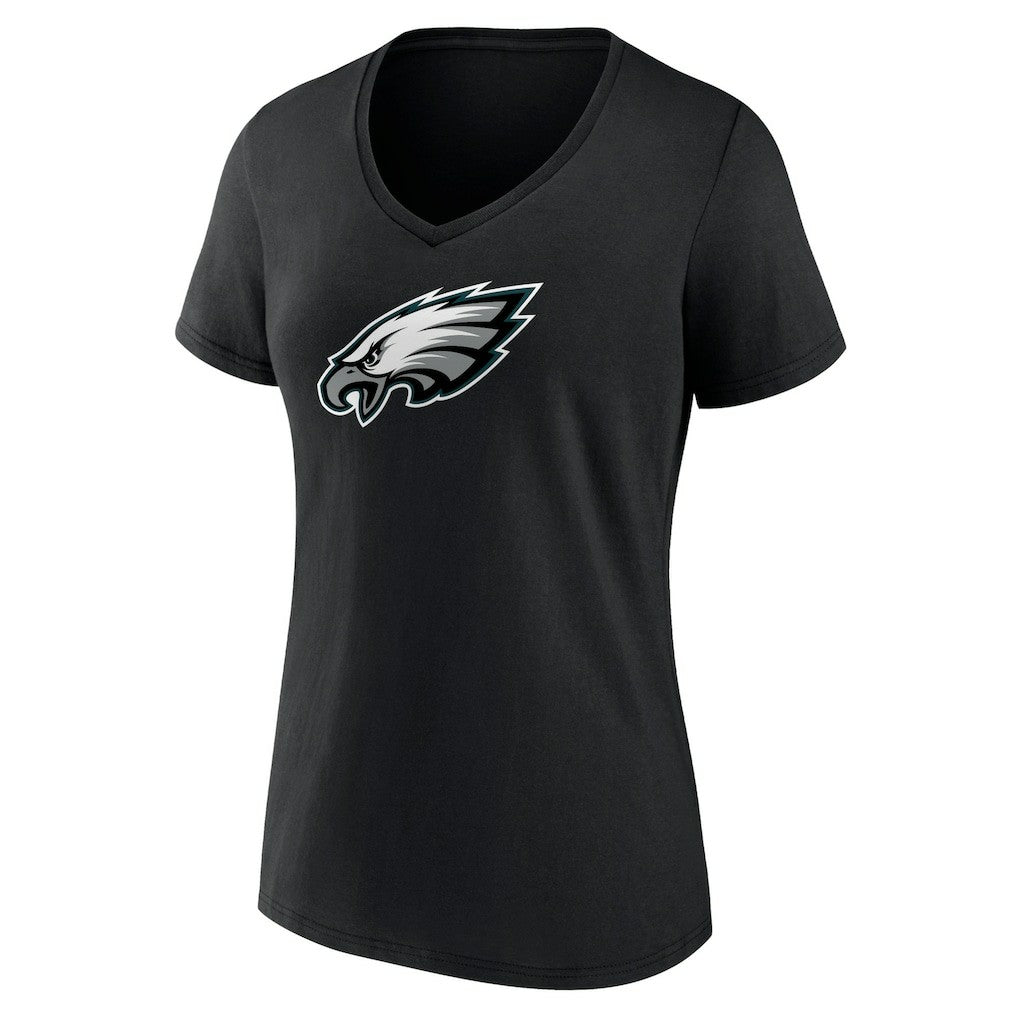 Philadelphia Eagles Women's Primary Team Logo V-Neck T-Shirt - Black T-shirts
