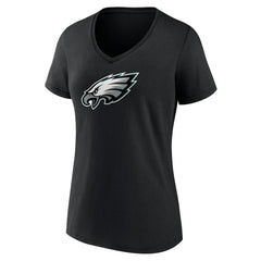 Philadelphia Eagles Women's Primary Team Logo V-Neck T-Shirt - Black T-shirts