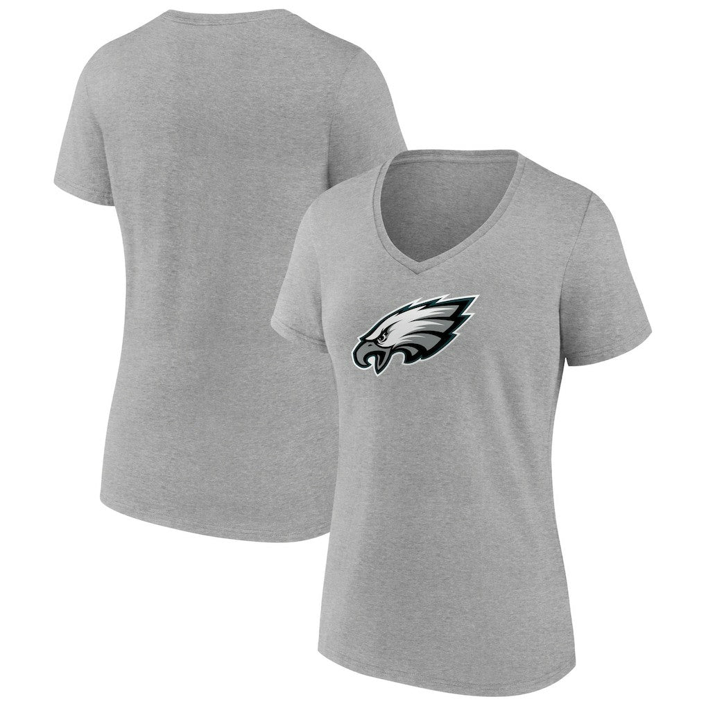 Philadelphia Eagles Women's Primary Team Logo V-Neck T-Shirt - Heather Gray T-shirts