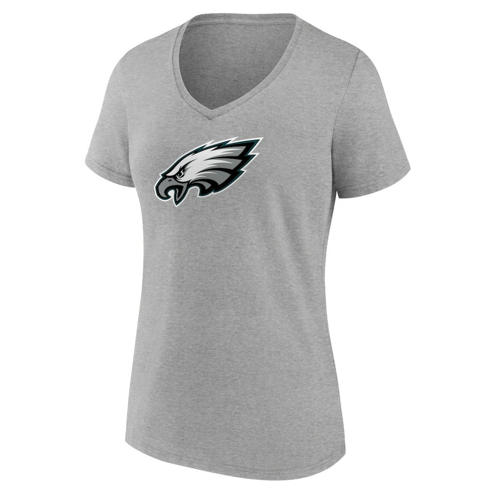 Philadelphia Eagles Women's Primary Team Logo V-Neck T-Shirt - Heather Gray T-shirts
