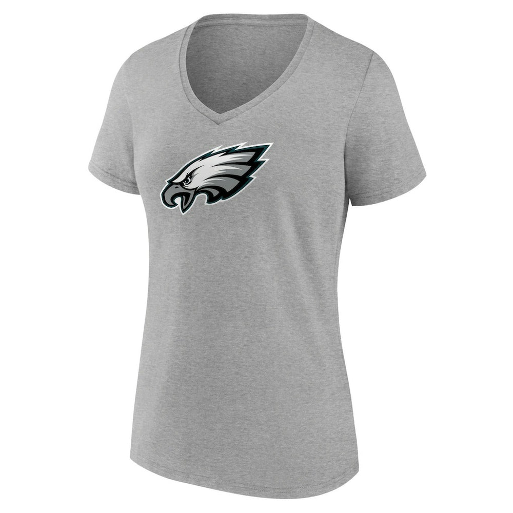 Philadelphia Eagles Women's Primary Team Logo V-Neck T-Shirt - Heather Gray T-shirts