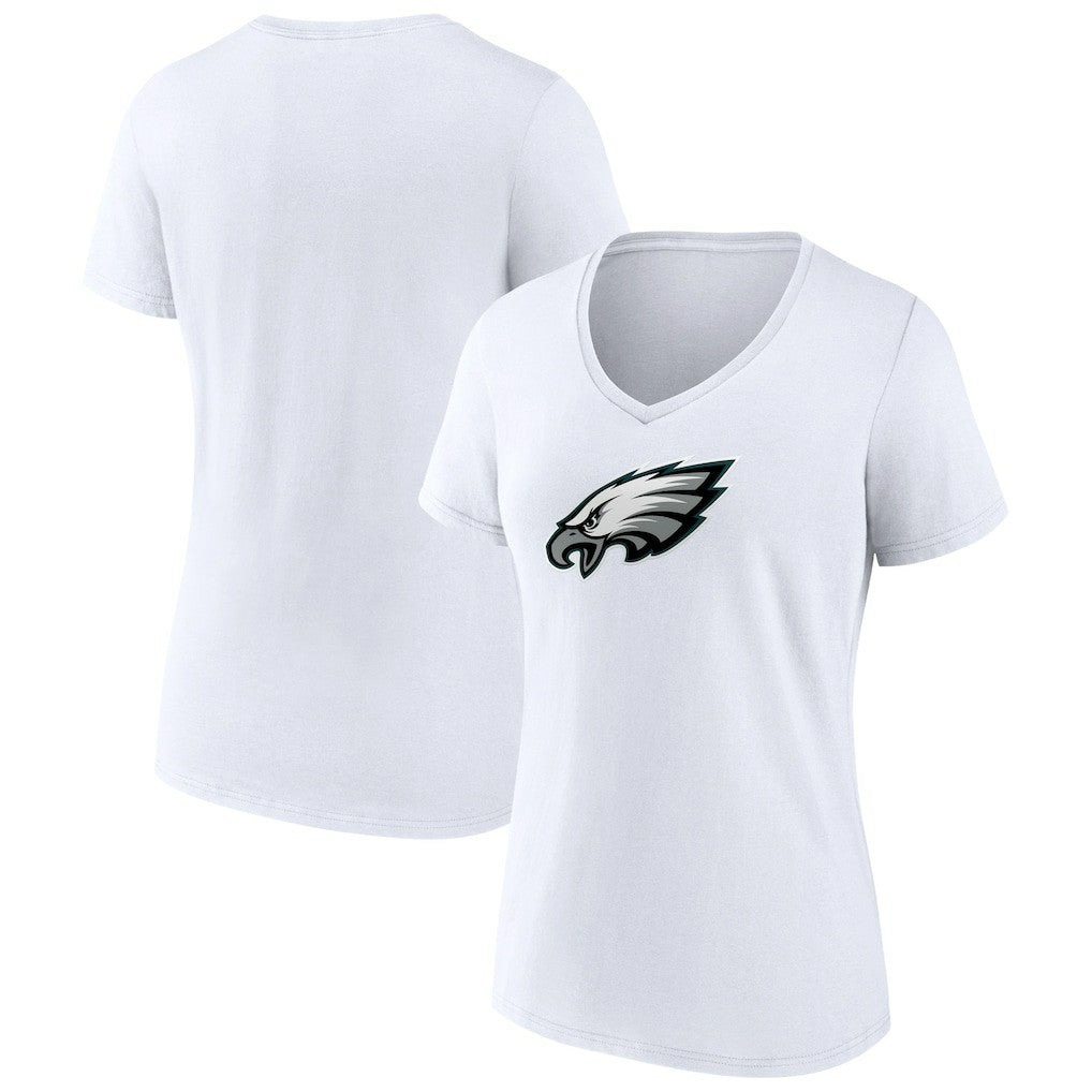 Philadelphia Eagles Women's Primary Team Logo V-Neck T-Shirt - White T-shirts