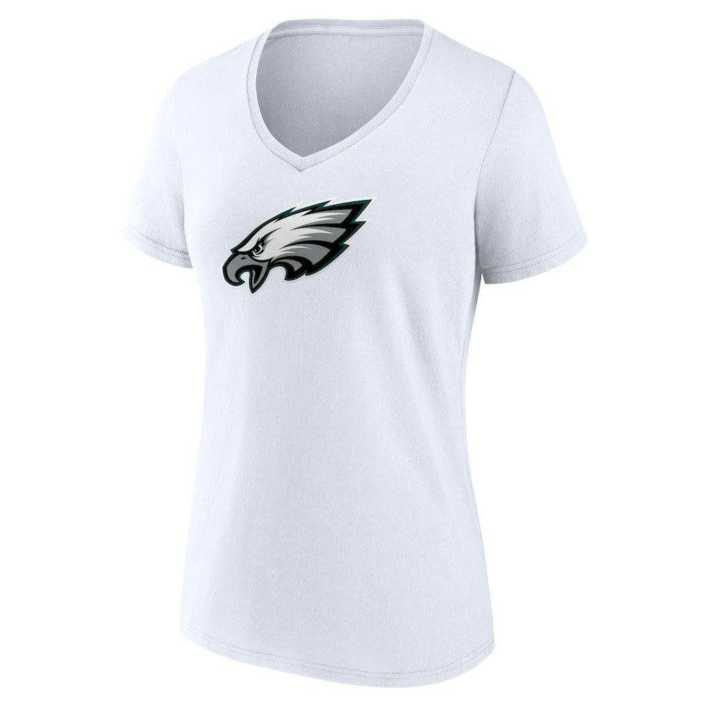 Philadelphia Eagles Women's Primary Team Logo V-Neck T-Shirt - White T-shirts