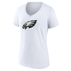 Philadelphia Eagles Women's Primary Team Logo V-Neck T-Shirt - White T-shirts