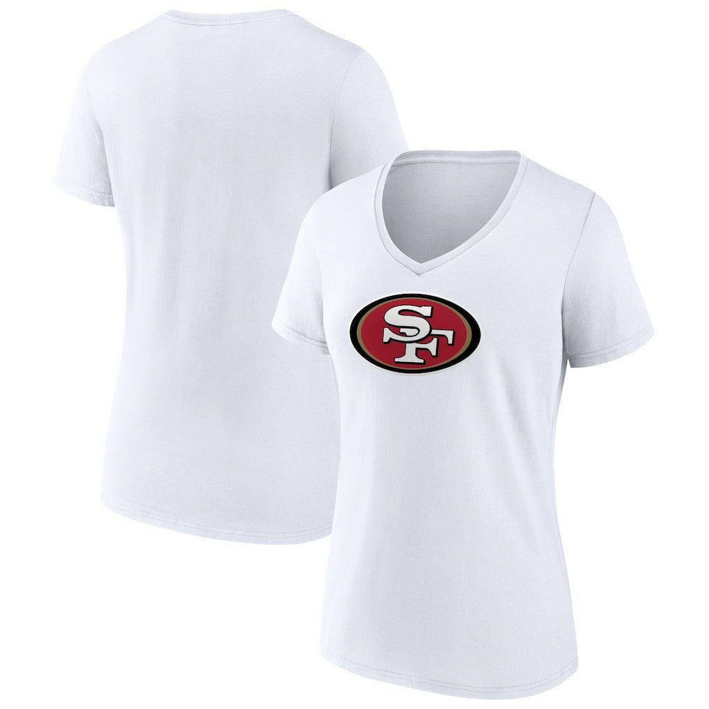 San Francisco 49ers Women's Primary Team Logo V-Neck T-Shirt - White T-shirts