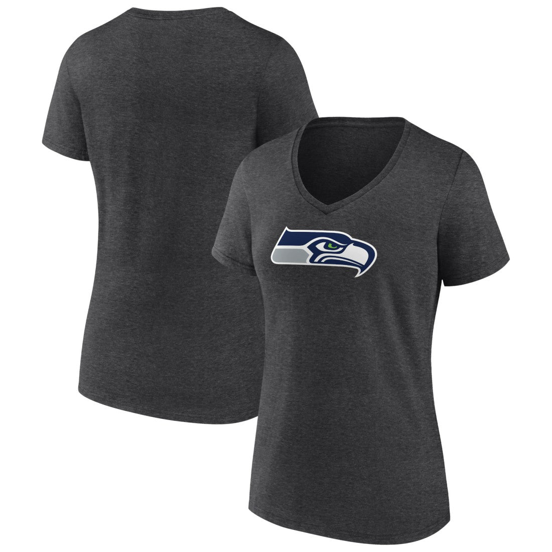 Seattle Seahawks Women's Primary Team Logo V-Neck T-Shirt - Charcoal T-shirts