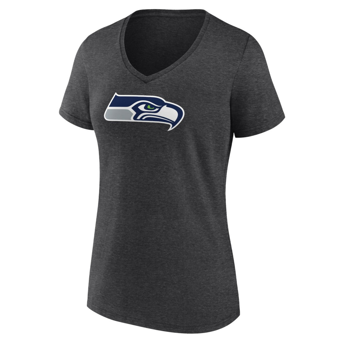 Seattle Seahawks Women's Primary Team Logo V-Neck T-Shirt - Charcoal T-shirts