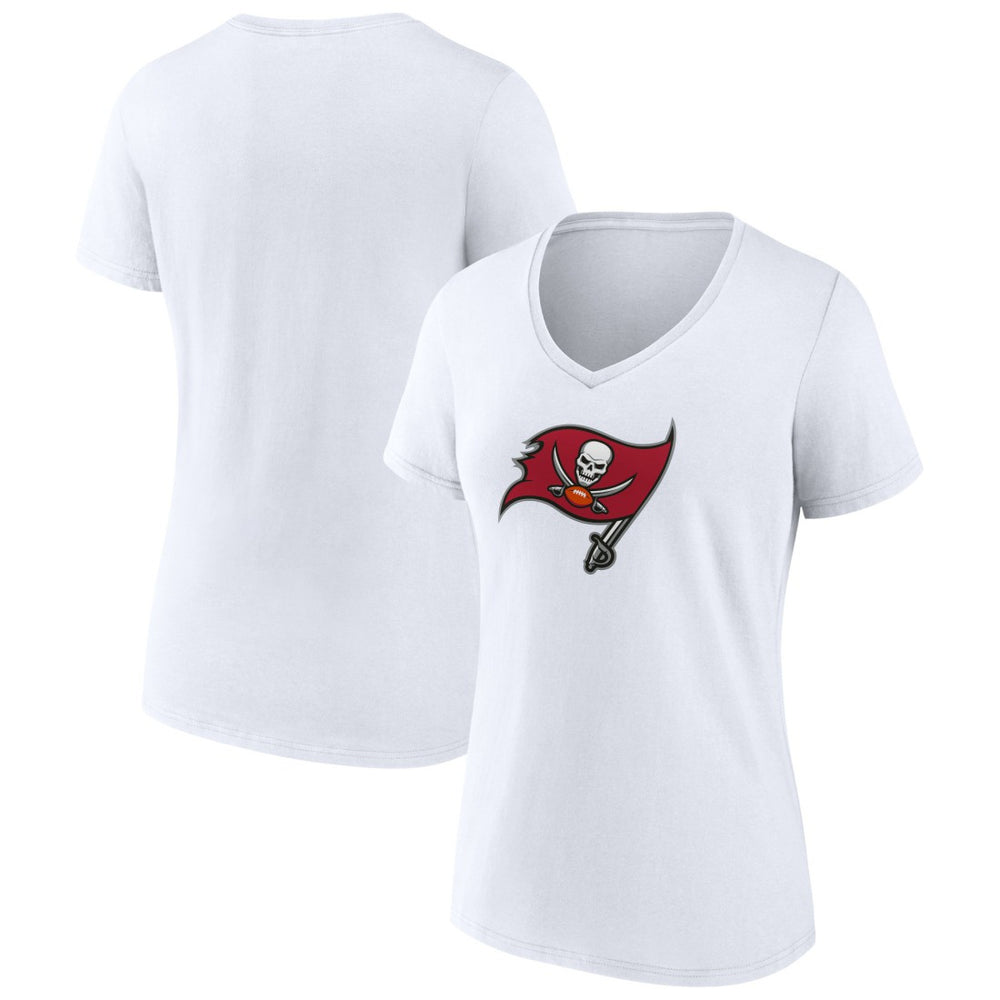 Tampa Bay Buccaneers Women's Primary Team Logo V-Neck T-Shirt - White T-shirts
