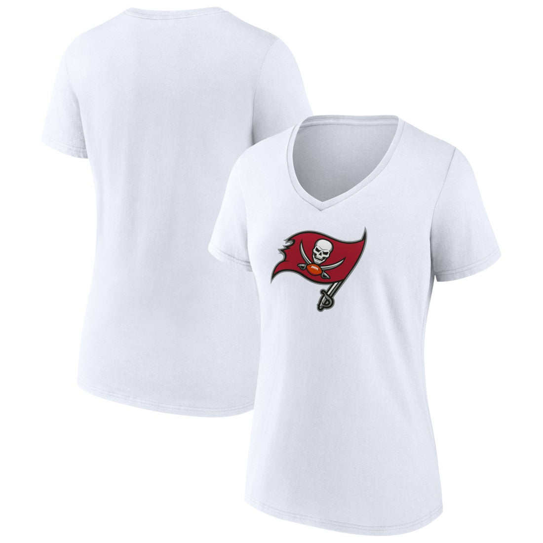 Tampa Bay Buccaneers Women's Primary Team Logo V-Neck T-Shirt - White T-shirts