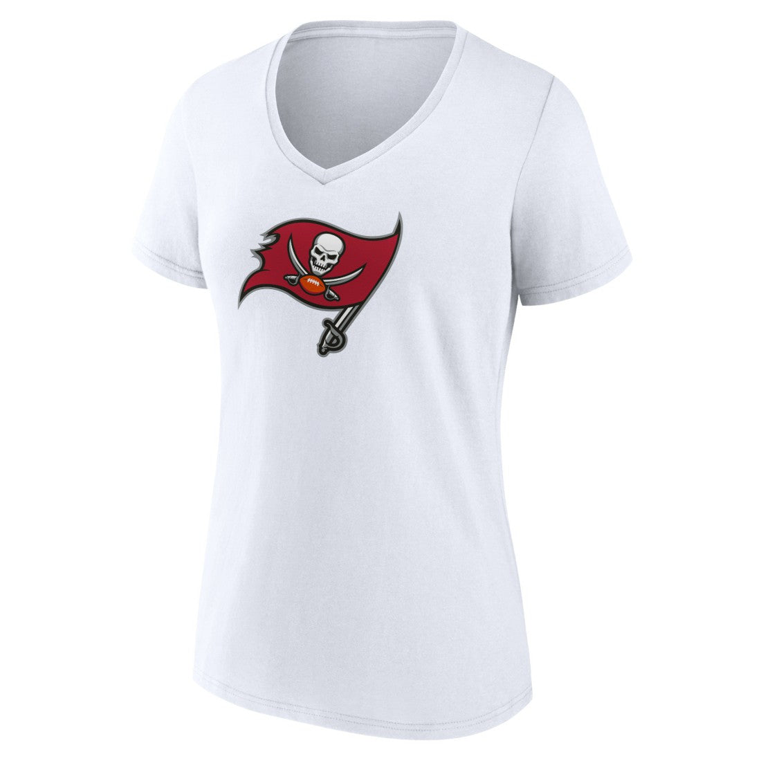 Tampa Bay Buccaneers Women's Primary Team Logo V-Neck T-Shirt - White T-shirts