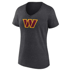 Washington Commanders Women's Primary Team Logo V-Neck T-Shirt - Charcoal T-shirts