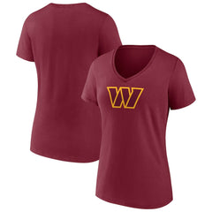 Washington Commanders Women's Primary Team Logo V-Neck T-Shirt - Burgundy T-shirts