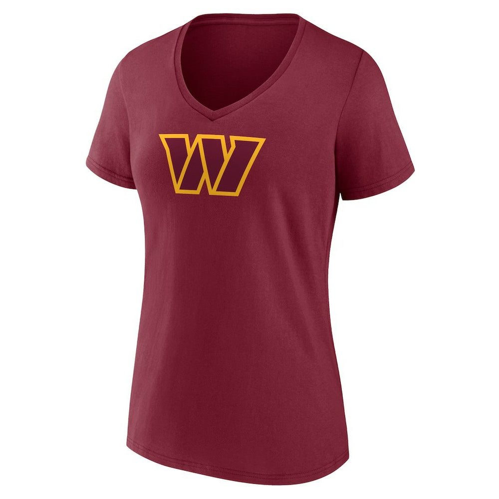 Washington Commanders Women's Primary Team Logo V-Neck T-Shirt - Burgundy T-shirts