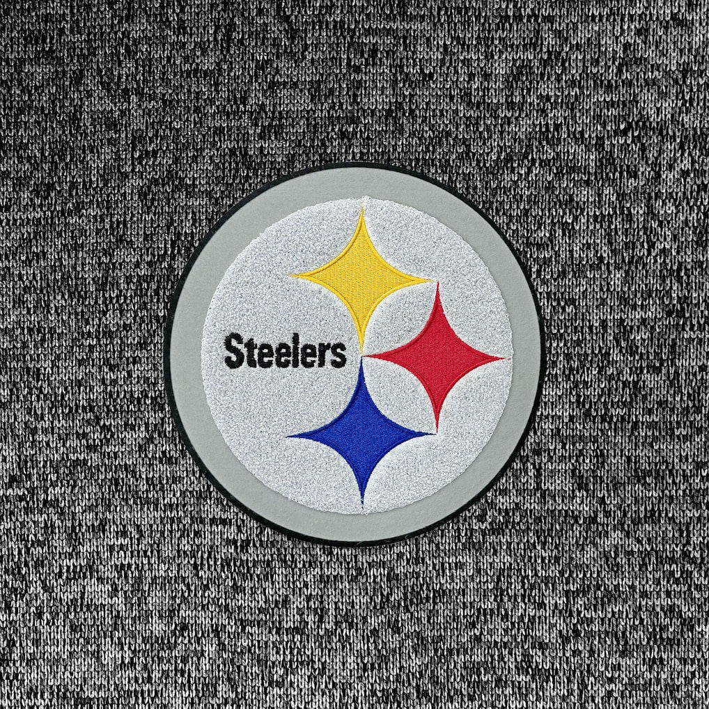 Pittsburgh Steelers Antigua Absolute Chenille Pullover Hoodie - Heathered Black Hoodies