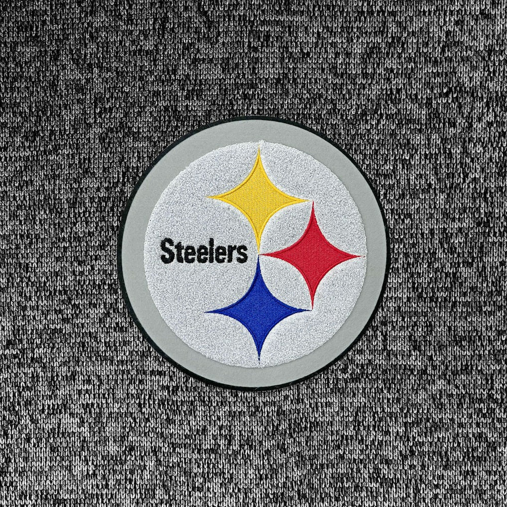 Pittsburgh Steelers Antigua Absolute Chenille Pullover Hoodie - Heathered Black Hoodies