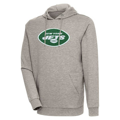 New York Jets Antigua Action Chenille Pullover Hoodie - Oatmeal Hoodies
