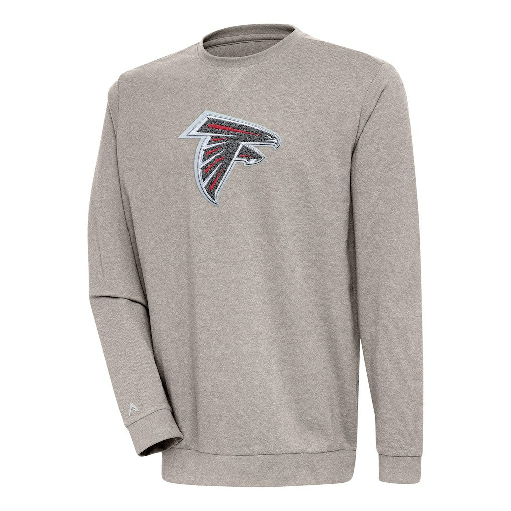 Atlanta Falcons Antigua Reward Chenille Pullover Crewneck Sweatshirt - Oatmeal Pullover