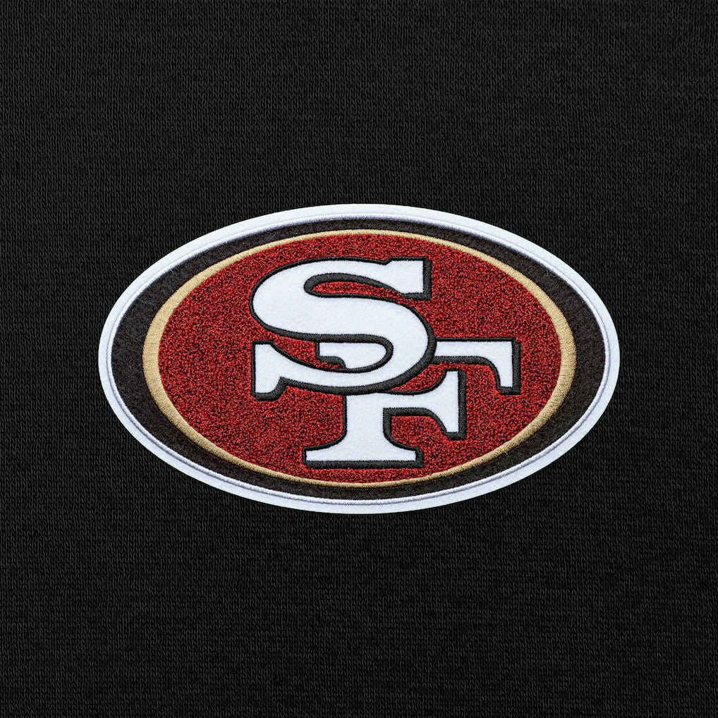 San Francisco 49ers Antigua Victory Chenille Pullover Hoodie - Black Hoodies