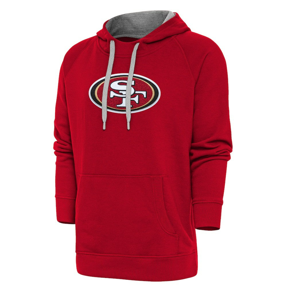 San Francisco 49ers Antigua Victory Chenille Pullover Hoodie - Scarlet Hoodies