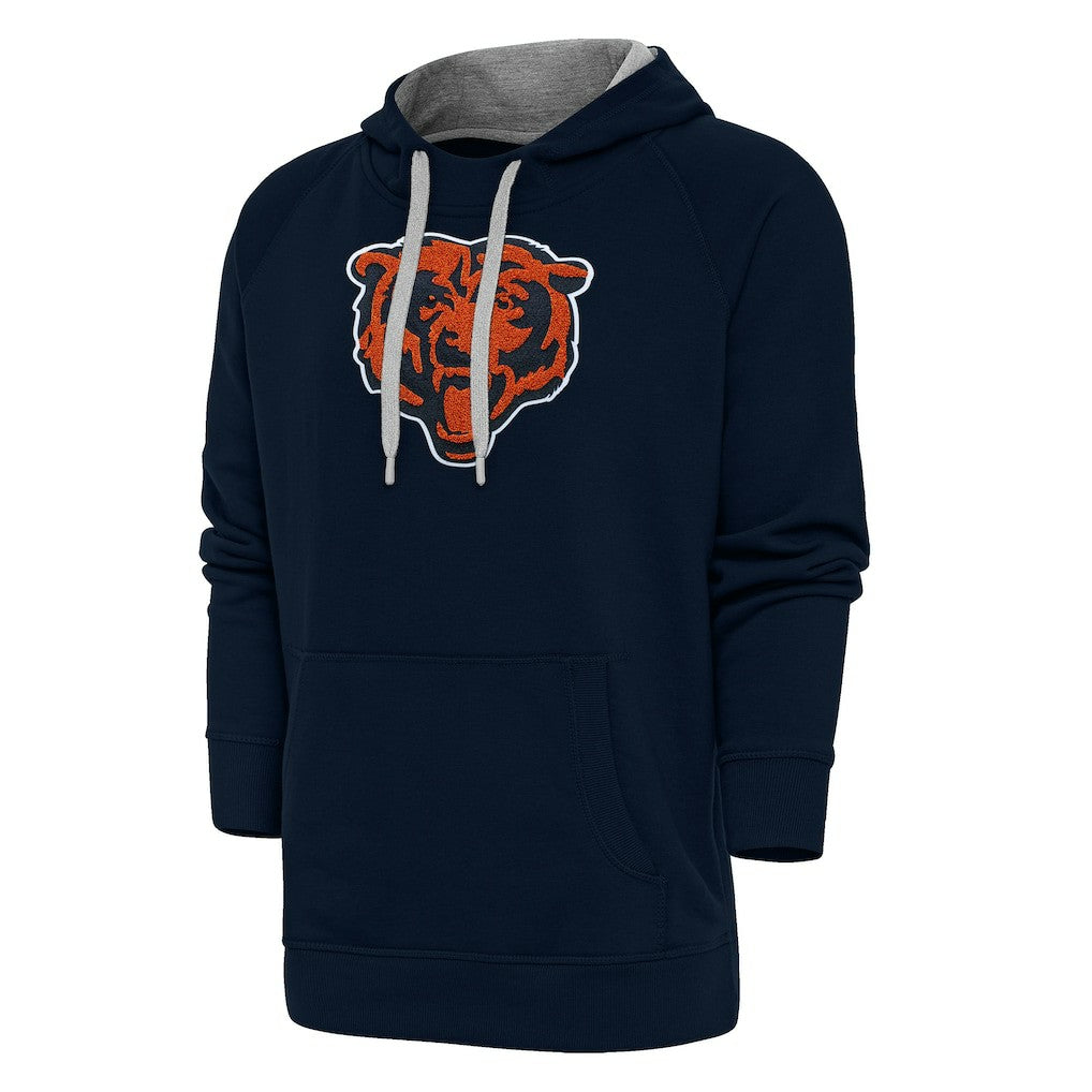 Chicago Bears Antigua Victory Chenille Pullover Hoodie - Navy Hoodies