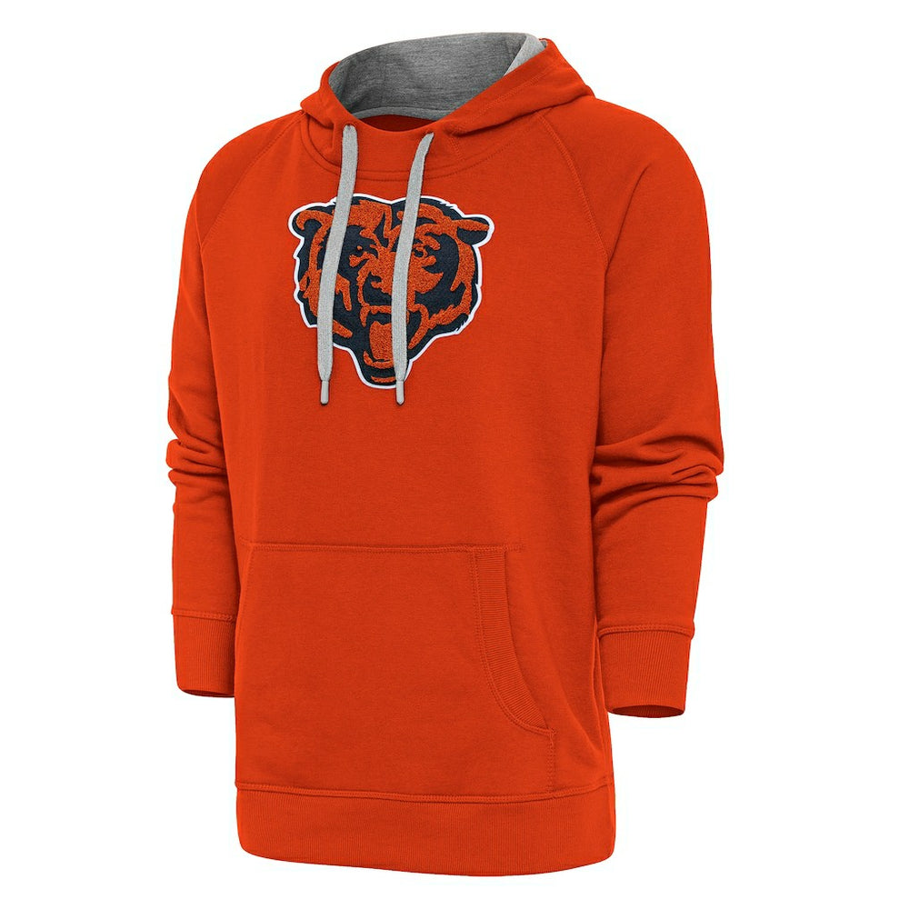 Chicago Bears Antigua Victory Chenille Pullover Hoodie - Orange Hoodies