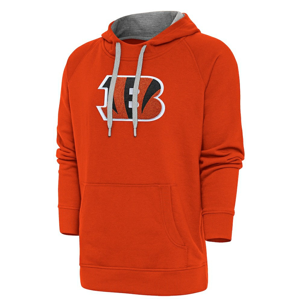 Cincinnati Bengals Antigua Victory Chenille Pullover Hoodie - Orange Hoodies
