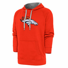 Denver Broncos Antigua Victory Chenille Pullover Hoodie - Orange Hoodies