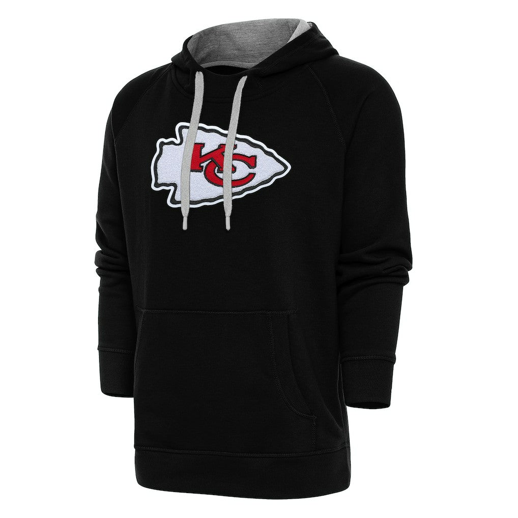 Kansas City Chiefs Antigua Victory Chenille Pullover Hoodie - Black Hoodies