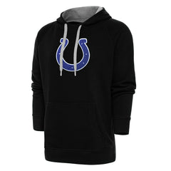 Indianapolis Colts Antigua Victory Chenille Pullover Hoodie - Black Hoodies