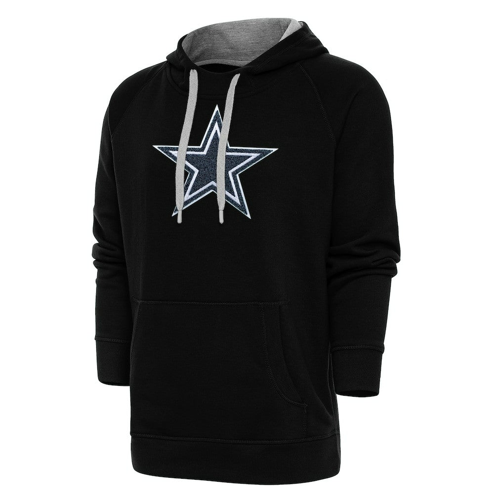 Dallas Cowboys Antigua Victory Chenille Pullover Hoodie - Black Hoodies