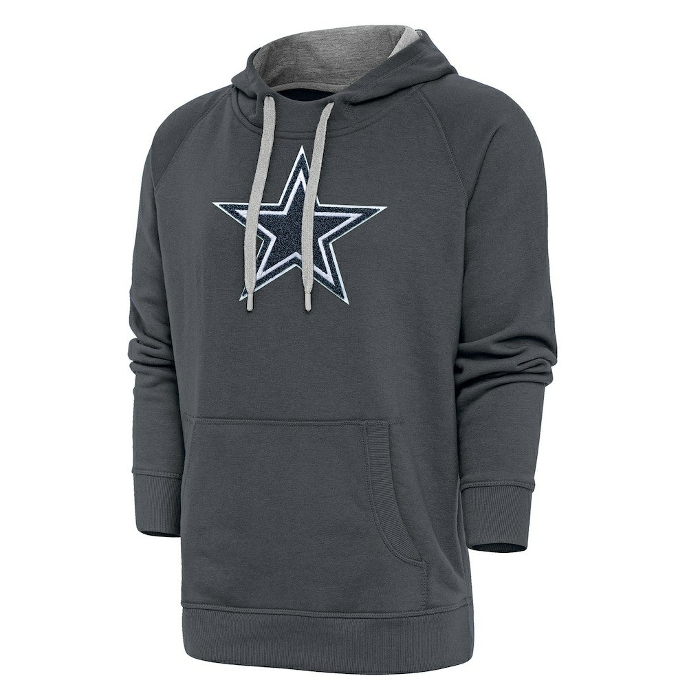 Dallas Cowboys Antigua Victory Chenille Pullover Hoodie - Charcoal Hoodies